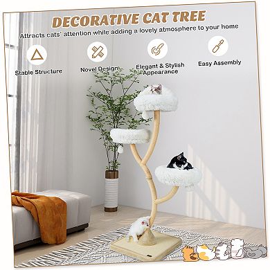 70 Inch Tall Cat Tree 4-layer Cat Tower With 3 Perches And Dangling Balls