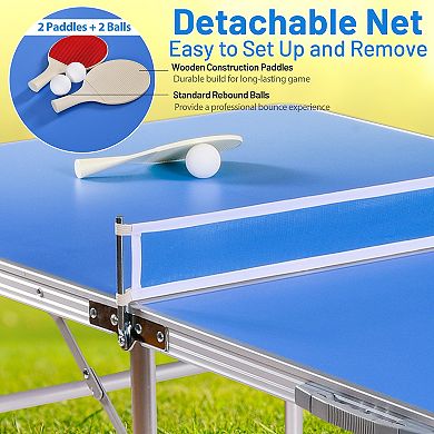 60 Inch Portable Tennis Ping Pong Folding Table With Accessories-blue