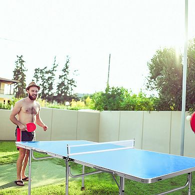 60 Inch Portable Tennis Ping Pong Folding Table With Accessories-blue
