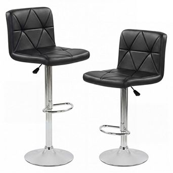 Set of 2 Diamond Quilted Swivel Bar Stools 18 x 18 Inch with 355 lb Weight Capacity