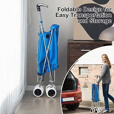 Folding Shopping Utility Cart With Water-resistant Removable Canvas Bag