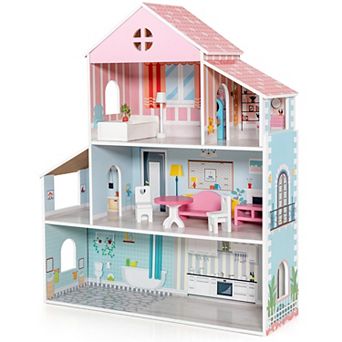 3 tier Toddler Doll House With Furniture Gift For Age Over 3