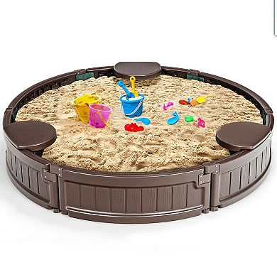 Sandbox With Built-in Corner Seat And Cover