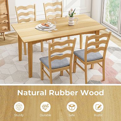 Set Of 2 Natural Linen Upholstered Dining Chairs With Padded Seats