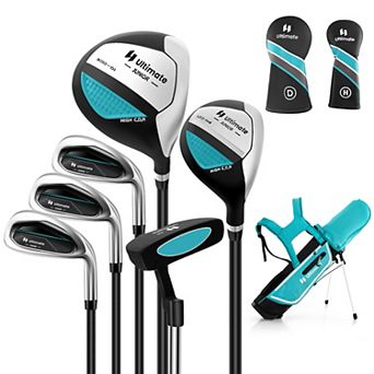 Junior Complete Golf Club Set With Stand Bag Rain Hood-blue