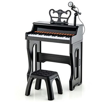 37-key Kids Piano Keyboard With Microphone And Detachable Music Stand-black
