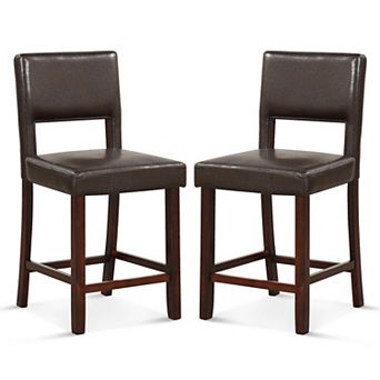 2 pc Bar Chair Set With Hollowed Back And Rubber Wood Legs