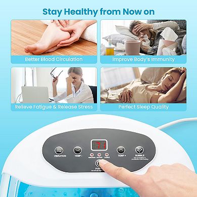 Foot Spa Massager Tub With Removable Pedicure Stone And Massage Beads-blue