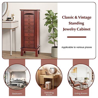 Large Capacity Jewelry Storage Cabinet With 9 Drawers