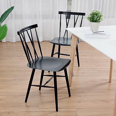 Set Of 2 Modern Dining Chairs With Backrest