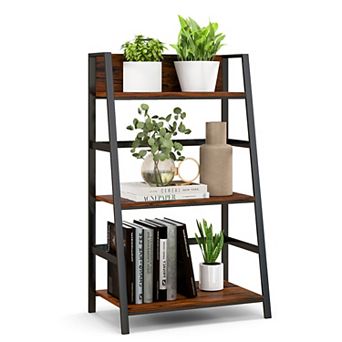 3 tier Industrial Ladder Bookshelf With Metal Frame