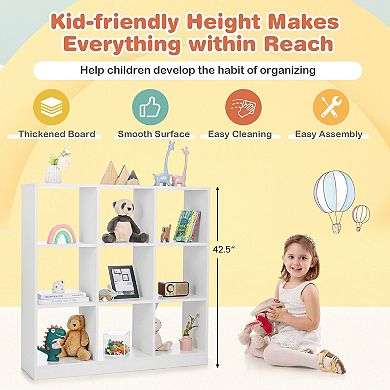 Modern 9-cube Bookcase With Anti-tipping Kits For Books, Toys, And Ornaments-white