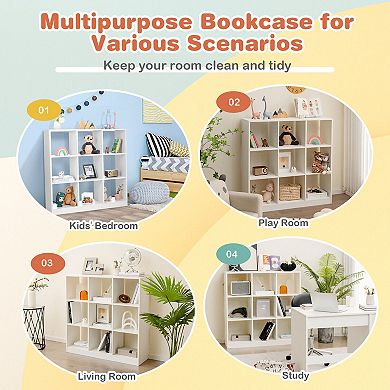 Modern 9-cube Bookcase With Anti-tipping Kits For Books, Toys, And Ornaments-white