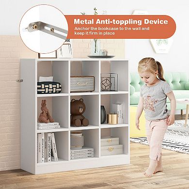 Modern 9-cube Bookcase With Anti-tipping Kits For Books, Toys, And Ornaments-white