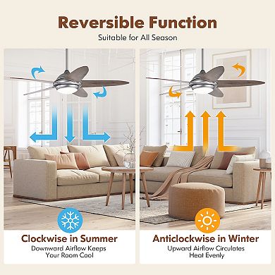 52-inch Ceiling Fan With Integrated Lights, 3 Color Settings-silver Gray