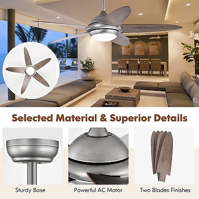 52-inch Ceiling Fan With Integrated Lights, 3 Color Settings-silver Gray