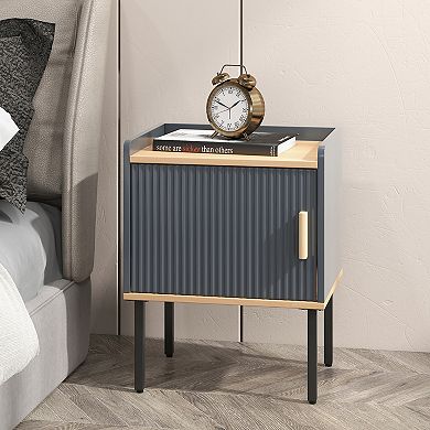 Nightstand End Table with Door Cabinet for Bedroom Living Room