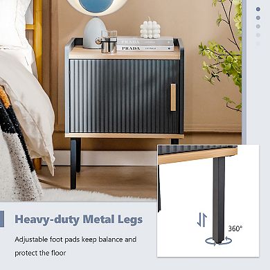 Nightstand End Table with Door Cabinet for Bedroom Living Room