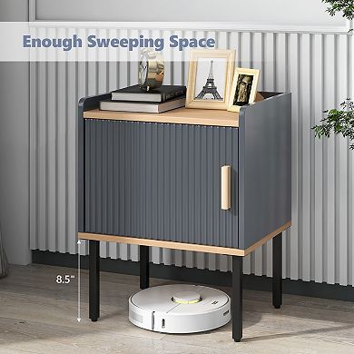 Nightstand End Table with Door Cabinet for Bedroom Living Room