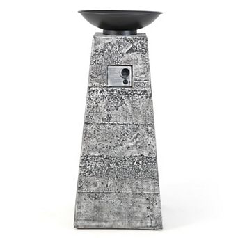 48-inch Propane Fire Bowl Column With Lava Rocks And Pvc Cover-gray