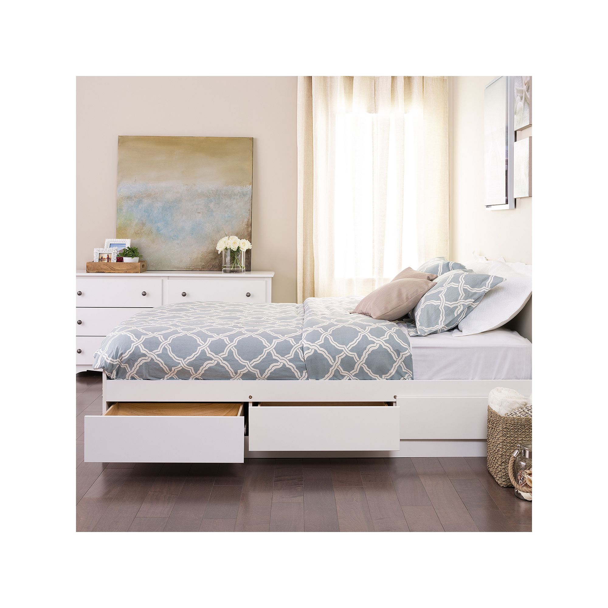 Prepac Full 6-Drawer Platform Storage Bed, White
