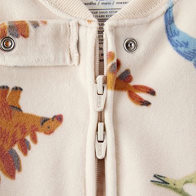 Baby & Toddler Boy Carter's Dinosaur Print Fleece Loose Fit 2-Way Zip Footed Pajamas