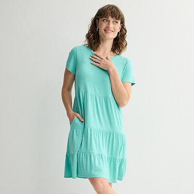 apt 9 long dresses Women's Apt. 9 Short Sleeve Tiered Dress, Size: Small, Woohoo Mint