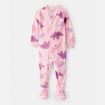 Baby & Toddler Girl Carter's One-Piece Fleece Dinosaur Loose Fit 2-Way Zip Pajamas