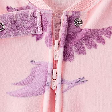 Baby & Toddler Girl Carter's One-Piece Fleece Dinosaur Loose Fit 2-Way Zip Pajamas