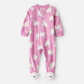 Baby & Toddler Girl Carter's Polar Bear Fleece Footed One-Piece Pajamas