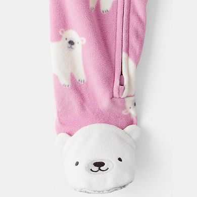 Baby & Toddler Girl Carter's Polar Bear Fleece Footed One-Piece Pajamas