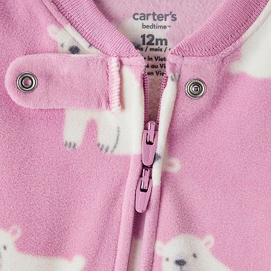 Baby & Toddler Girl Carter's Polar Bear Fleece Footed One-Piece Pajamas
