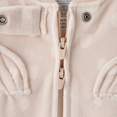 Baby & Toddler Girl Carter's One-Piece Fleece Deer Print Long Sleeve 2-Way Zip Pajamas