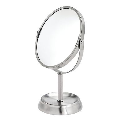 iDesign Brushed Stainless Steel Swivel Countertop Mirror with Magnification