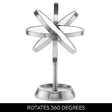 iDesign Brushed Stainless Steel Swivel Countertop Mirror with Magnification