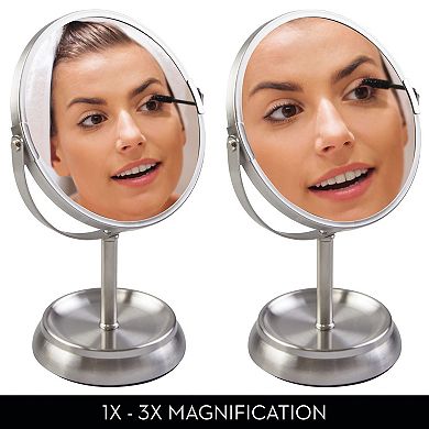 iDesign Brushed Stainless Steel Swivel Countertop Mirror with Magnification
