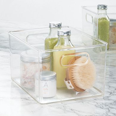 iDesign Small Plastic Bathroom Storage Bin with Handles