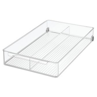 iDesign The Linus Collection Plastic Divided Rolling Organizer Bin with Handle