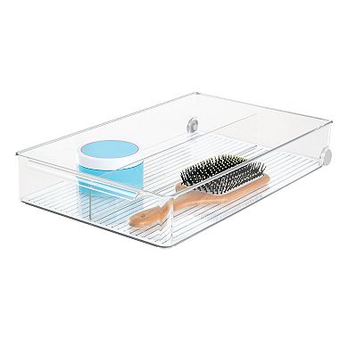 iDesign The Linus Collection Plastic Divided Rolling Organizer Bin with Handle