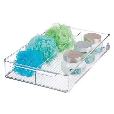 iDesign The Linus Collection Plastic Divided Rolling Organizer Bin with Handle