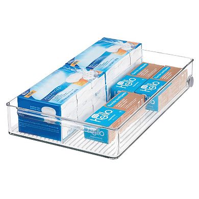 iDesign The Linus Collection Plastic Divided Rolling Organizer Bin with Handle