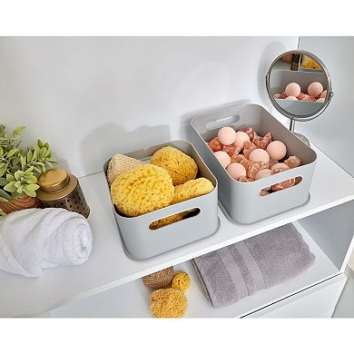 iDesign Grey Plastic Stackable Storage Bin