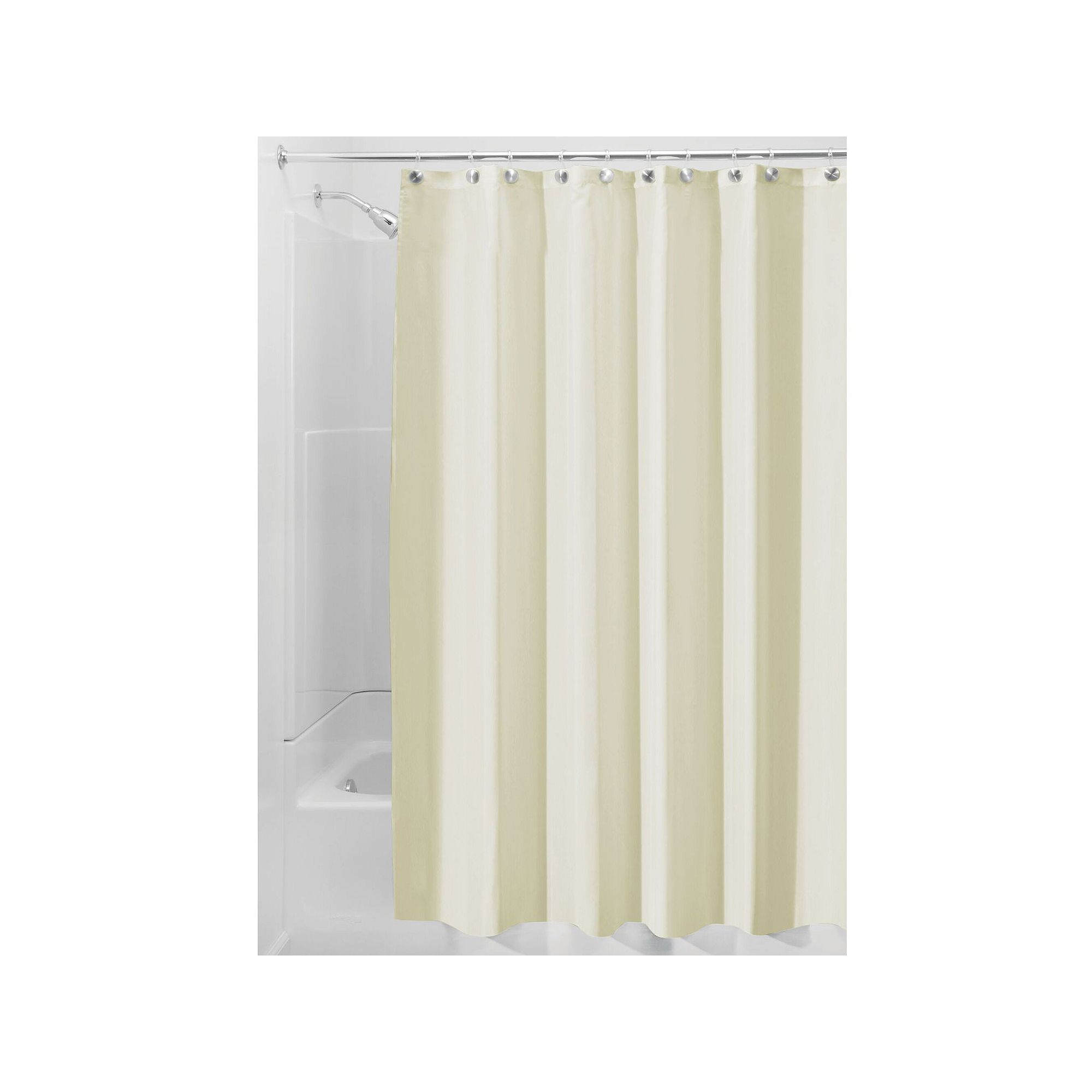 iDesign Polyester Shower Curtain with 12 Reinforced Buttonholes, Brown