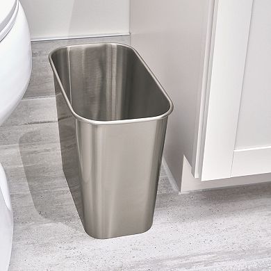 iDesign Small Stainless Steel Rectangular Bathroom Trash Can