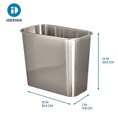 iDesign Small Stainless Steel Rectangular Bathroom Trash Can