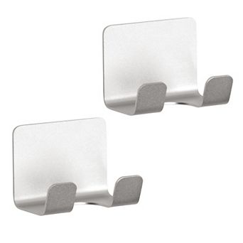 iDesign Self-Adhesive Aluminum Damage-Free Bath Double Shower Hook 2 Pack