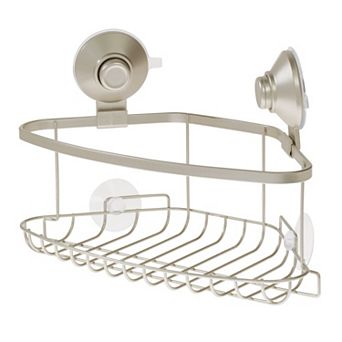 iDesign Corner Push-Lock Suction Shower Basket for Inside Shower