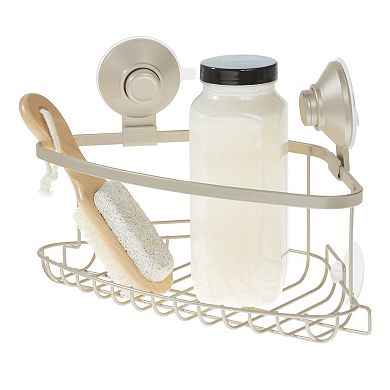 iDesign Corner Push-Lock Suction Shower Basket for Inside Shower