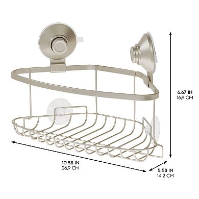 iDesign Corner Push-Lock Suction Shower Basket for Inside Shower
