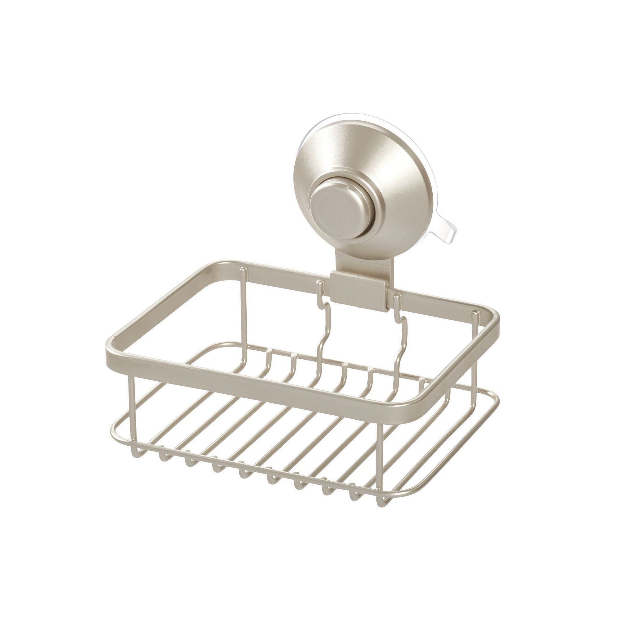 iDesign Push-Lock Suction Soap Dish for Shower, Satin